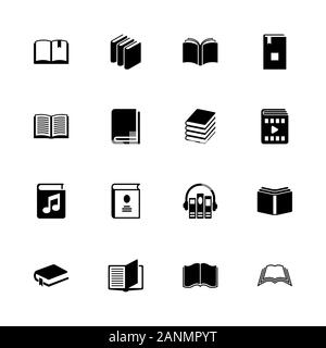 Bücher Icons - Erweitern zu jeder Größe - Änderung einer beliebigen Farbe. Flache Vector Icons - Schwarz Abbildung auf weißen Hintergrund. Stock Vektor