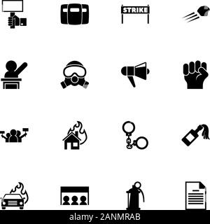 Protest Symbole - Erweitern zu jeder Größe - Änderung einer beliebigen Farbe. Flache Vector Icons - Schwarz Abbildung auf weißen Hintergrund. Stock Vektor