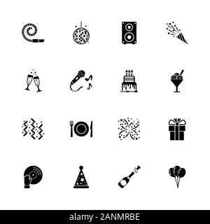 Veranstaltungen Symbole - Erweitern zu jeder Größe - Änderung einer beliebigen Farbe. Flache Vector Icons - Schwarz Abbildung auf weißen Hintergrund. Stock Vektor