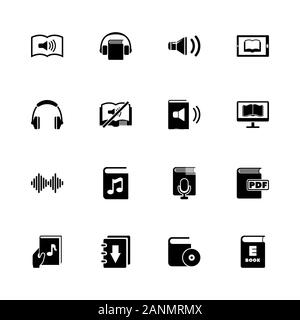 Ebooks Symbole - Erweitern zu jeder Größe - Änderung einer beliebigen Farbe. Flache Vector Icons - Schwarz Abbildung auf weißen Hintergrund. Stock Vektor