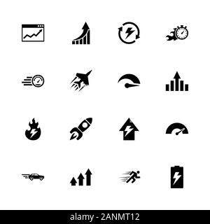 Symbole - Erweitern Sie die Leistung in jeder Größe - Änderung einer beliebigen Farbe. Flache Vector Icons - Schwarz Abbildung auf weißen Hintergrund. Stock Vektor