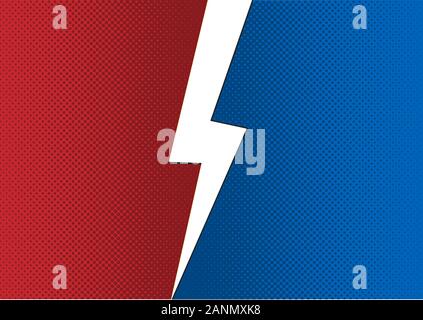 Versus VS Buchstaben Kampf Hintergründe in flachen Comics stil Desig. N mit Rasterung, Blitz, runder Kreis frames. Vector Illustration eps 10. Stock Vektor