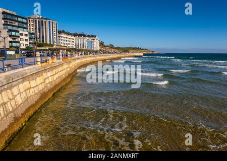 Panoramablick. Sardinero Strand. Santander, Kantabrischen Meer. Kantabrien, Nordspanien. Europa Stockfoto