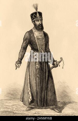 Mohammad Karim Khan Zand. Gründer der Zand Dynastie (1705-1779). Iran. Alte Stahl Gravierte antiken Drucken. In L'Univers La Perse veröffentlicht, in 1841. Uhr Stockfoto