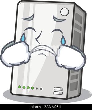 Traurig von Power Bank cartoon Maskottchen Stil Stock Vektor