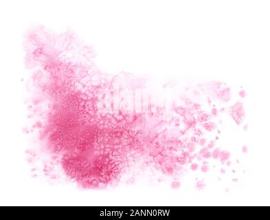 Aquarell Textur mit Salz Mark. Hand gemalte Hintergrund in Pastell rosa Farbe. Bunte Wäsche mit verschwommenen Wolken für Text, Schrift, Karten Stockfoto