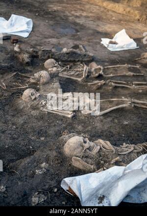 Serbien, 27. September 2019: Menschliche Überreste aus der römischen Zeit bei archäologischen Ausgrabungen in Vinča entdeckt Stockfoto