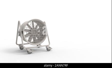 3D-Rendering für eine industrielle Große tragbare Heizlüfter in weißem Hintergrund Stockfoto