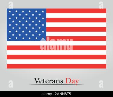 Veterans Day mit USA-Flagge auf weißem Hintergrund. Veteran's Day und flag-Vector Illustration. Stock Vektor