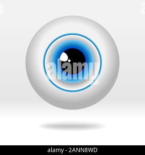 Schönen blauen Augapfel auf hellen Hintergrund. Einfache menschliche Auge icon-Vector Illustration. Stock Vektor
