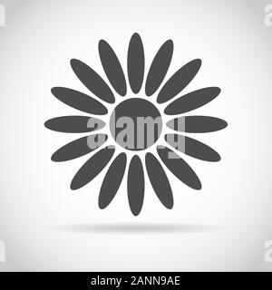 Zusammenfassung Kamille auf weißem Hintergrund. Blume Icon Design. Flache daisy-Vector Illustration. Stock Vektor