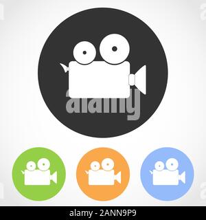 Symbol "Videokamera"-Vector Illustration. Satz von Videokamera flachbild Symbole in vier Farbvarianten. Stock Vektor