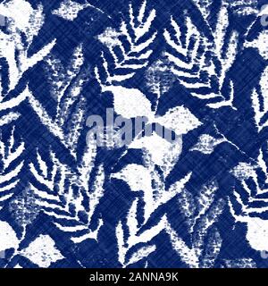 Indigo Cyanotypie gefärbt Wirkung verschlissen Navy pattern Stock Vektor