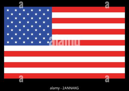 Einfache Flagge Vereinigten Staat von Amerika isoliert auf schwarzen Hintergrund. Flagge der USA-Vector Illustration. Stock Vektor