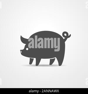 Grau Schwein - Vector Illustration. Einfache abstrakte Schwein Symbol auf weißem Hintergrund. Stock Vektor