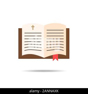 Bibel Religion Buch icon-Vector Illustration. Bildung Konzepte im flachen Stil. Buchsymbol mit kleinen Kreuzen. Stock Vektor