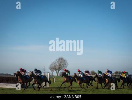 Pferderennen auf der Rennbahn Wincanton Racecourse in Somerset, England, Großbritannien Stockfoto