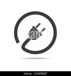 Konzept der Zu-/Abschalten von Strom. Einfache Schwarz die Gabel Symbol auf weißem Hintergrund - Vector Illustration. Stock Vektor