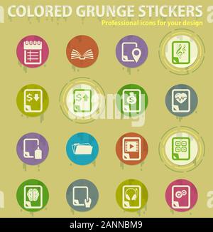 Dokument farbige grunge Icons Stock Vektor