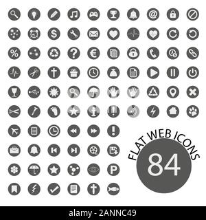 Satz von 84 Web Icons. Einfache, moderne Wohnung Symbole. Vector Illustration Stock Vektor