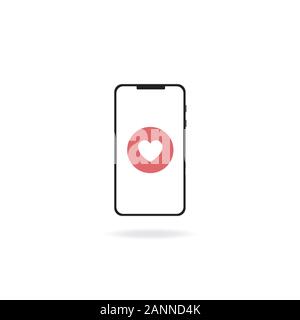 Vektor smartphone Symbol mit Rot wie das Symbol auf dem Bildschirm. Stock Vektor