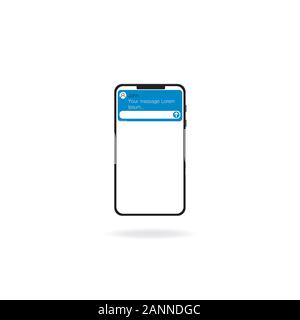 Chat Nachrichten Benachrichtigung der Bildschirm des Smartphones. Cartoon sms Blasen auf Handy. Online reden, reden, reden, Gespräch oder Dialog Konzept. Vector Illustration im flachen Stil. EPS 10. Stock Vektor