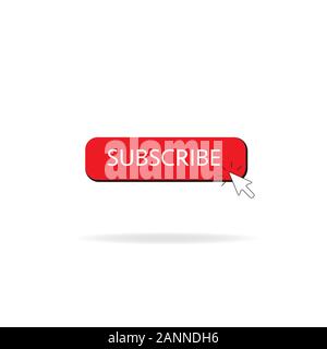 Taste zum Abonnieren Farbe mit Pfeil und Schatten. Vector Illustration Design rot Farbe" Stock Vektor