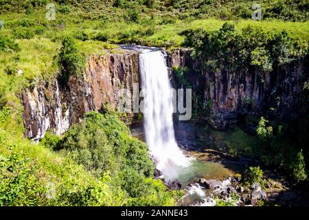Die Sterkspruit Wasserfall in der Nähe von Monks Cowl in der Kwazulu-Natal Drakensberge, Südafrika Stockfoto