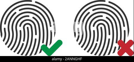 Fingerprint Touch ID Symbol mit Vorhängeschloss unterzeichnen. Ver- und entriegeln sich. Konzept persönlicher Zugang, Passwort, Sperrung, Sicherheit. Vector Illustration eps 10. Stock Vektor