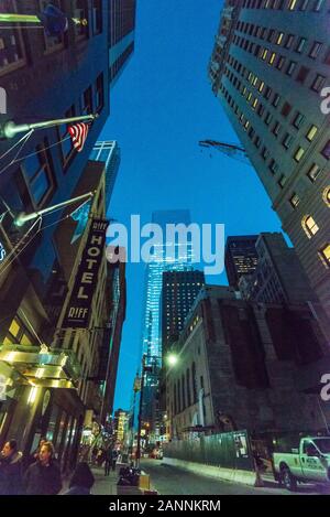 New York, New York/USA - Dec 21, 2017: Nacht Blick auf New York Stockfoto