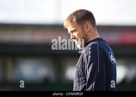 Huish Park, Yeovil, 18. Januar 2020. . Nicky Featherstone von Hartlepool United während des Vanarama nationalen Liga Match zwischen Yeovil Town und Hartlepool United an Huish Park, Yeovil am Samstag, den 18. Januar 2020. (Credit: Paul Paxford | MI Nachrichten & Sport) Credit: MI Nachrichten & Sport/Alamy leben Nachrichten Stockfoto