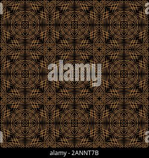 Art déco-goldenen Ornament auf schwarzem Hintergrund nahtlose Vektor Muster Stock Vektor