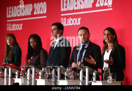 (Von links nach rechts) Angela Rayner, Dawn Butler, Richard Burgon, Ian Murray und Celina CEL Allin-Khan während der der stellvertretende Führung der Labour-Partei husting im ACC Liverpool. Stockfoto