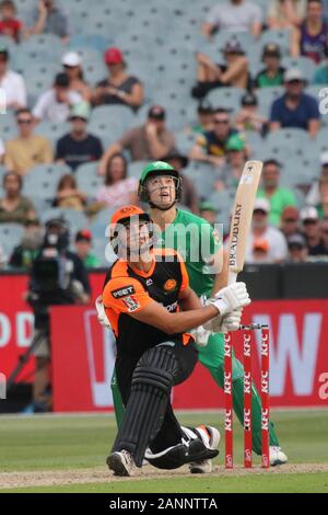 MCG, Melbourne, Victoria, Australien, 18. Januar 2020 - KFC Big Bash Liga (BBL) Match 41 - Die Melbourne Sterne Männer spielen die Perth Scorchers Männer - Melbourne Sterne gewann durch 10 Durchläufe.-Bild Brett Keating - alamy Leben Nachrichten. Stockfoto