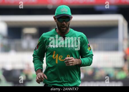 MCG, Melbourne, Victoria, Australien, 18. Januar 2020 - KFC Big Bash Liga (BBL) Match 41 - Die Melbourne Sterne Männer spielen die Perth Scorchers Männer - Sterne Kapitän Glenn Maxwell-Melbourne Sterne gewann durch 10 Durchläufe.-Bild Brett Keating - alamy Leben Nachrichten. Stockfoto