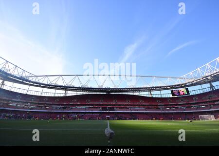 LONDON, ENGLAND - 18. JANUAR Allgemeine Ansicht des Stadions während der Premier League Spiel zwischen Arsenal und Sheffield United im Emirates Stadium, London am Samstag, den 18. Januar 2020. (Credit: Ivan Jordanov | MI Nachrichten) das Fotografieren dürfen nur für Zeitung und/oder Zeitschrift redaktionelle Zwecke verwendet werden, eine Lizenz für die gewerbliche Nutzung Kreditkarte erforderlich: MI Nachrichten & Sport/Alamy leben Nachrichten Stockfoto