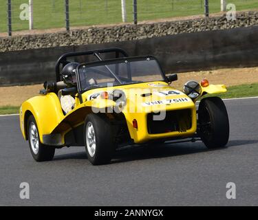 Chris Holland, Lotus Seven S4, HSCC 70's Road Sport Meisterschaft, Produktion Sport und GT-Fahrzeuge, Rennen, Autorennen, Autos, HSCC Legenden von Brands Hatch Su Stockfoto