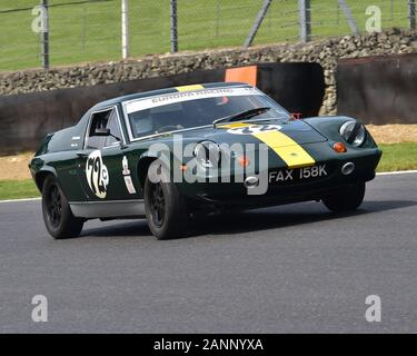 Jim Dean, Lotus Europa, HSCC 70's Road Sport Meisterschaft, Produktion Sport und GT-Fahrzeuge, Rennen, Autorennen, Autos, HSCC Legenden von Brands Hatch Super Pri Stockfoto