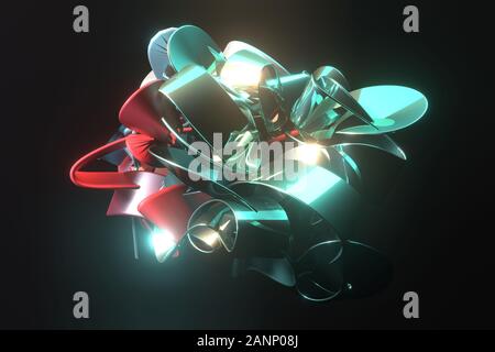 Abstrakte neon wachsen Lichter chaotisch bunten String, für Webseite, Gestaltung, Textur, Hintergrund. 3D-Render. Stockfoto