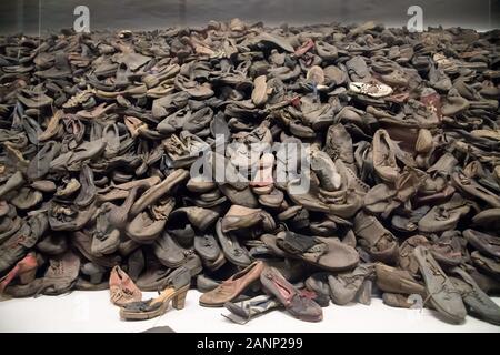 Physische Beweise von Verbrechen Ausstellung in Block 5 (Baracke 5) im nationalsozialistischen deutschen Konzentrationslager Auschwitz I (Stammlager Auschwitz I Konzentrationslager Stockfoto