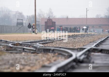 Judenrampe (Jüdische Rampe) im nationalsozialistischen deutschen Konzentrationslager Auschwitz II Birkenau (Auschwitz II Birkenau Vernichtungslager) von 1944 bis 1945 fo verwendet Stockfoto