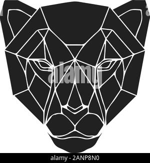 Die schwarzen geometrischen Leiter der Gepard oder Panther. Polygonale abstrakt Tier von Afrika. Vector Illustration. Stock Vektor