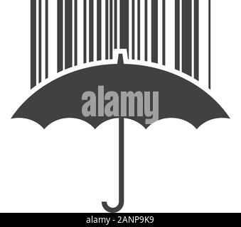 Logo Design mit Regenschirm und Bar code regen Vector Illustration Stock Vektor