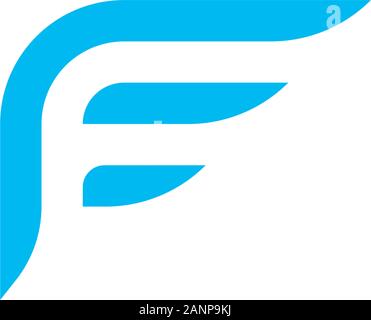 Logo Design Konzept mit F Schreiben und Wing Symbol. blaue Farbe Stock Vektor