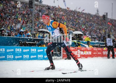 Ruhpolding, Deutschland. 18 Jan, 2020. Benedikt Doll von Deutschland bei den IBU Weltcup Biathlon, Herren 4x7,5 km Staffel Konkurrenz an die Chiemgau Arena am 18. Januar 2020 in Ruhpolding, Deutschland. (Foto: Horst Ettensberger/ESPA-Bilder) Credit: ESPA/Alamy leben Nachrichten Stockfoto