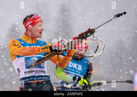 Ruhpolding, Deutschland. 18 Jan, 2020. Benedikt Doll von Deutschland bei den IBU Weltcup Biathlon, Herren 4x7,5 km Staffel Konkurrenz an die Chiemgau Arena am 18. Januar 2020 in Ruhpolding, Deutschland. (Foto: Horst Ettensberger/ESPA-Bilder) Credit: ESPA/Alamy leben Nachrichten Stockfoto