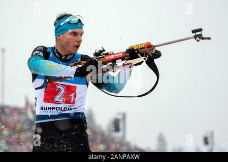 Ruhpolding, Deutschland. 18 Jan, 2020. Emilien Jacquelin von Frankreich an der IBU Weltcup Biathlon, Herren 4x7,5 km Staffel Konkurrenz an die Chiemgau Arena am 18. Januar 2020 in Ruhpolding, Deutschland. (Foto: Horst Ettensberger/ESPA-Bilder) Credit: ESPA/Alamy leben Nachrichten Stockfoto