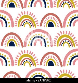 Rainbow schneiden Sie Papier abstrakte Moderne Formen nahtlose Muster. Hand gezeichnet Jakobsmuschel archs Hintergrund wiederholen Sie für Verpackung, Textil- und print Design. Stock Vektor