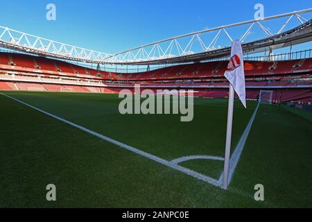 LONDON, ENGLAND - Januar 18, 2020: Allgemeine Ansicht des venuea vor der 2019/20 Premier League Spiel zwischen Arsenal FC und Sheffield United FC im Emirates Stadion gesehen. Stockfoto