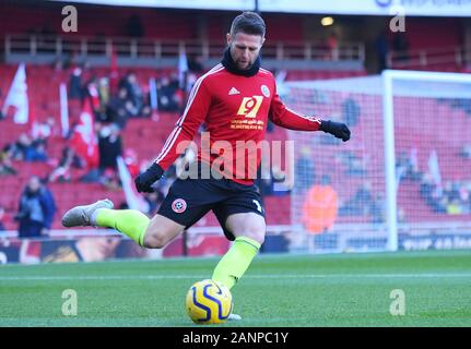 LONDON, ENGLAND - 18. JANUAR 2020: Oliver Norwood von Sheffield dargestellt vor der 2019/20 Premier League Spiel zwischen Arsenal FC und Sheffield United FC im Emirates Stadion. Stockfoto